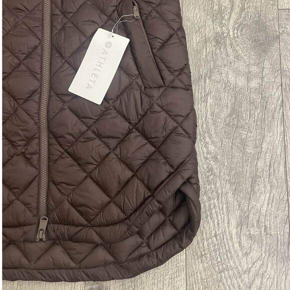 Athleta Whisper Featherless Parka Brown Quilted Hooded Puffer - Picture 7 of 10